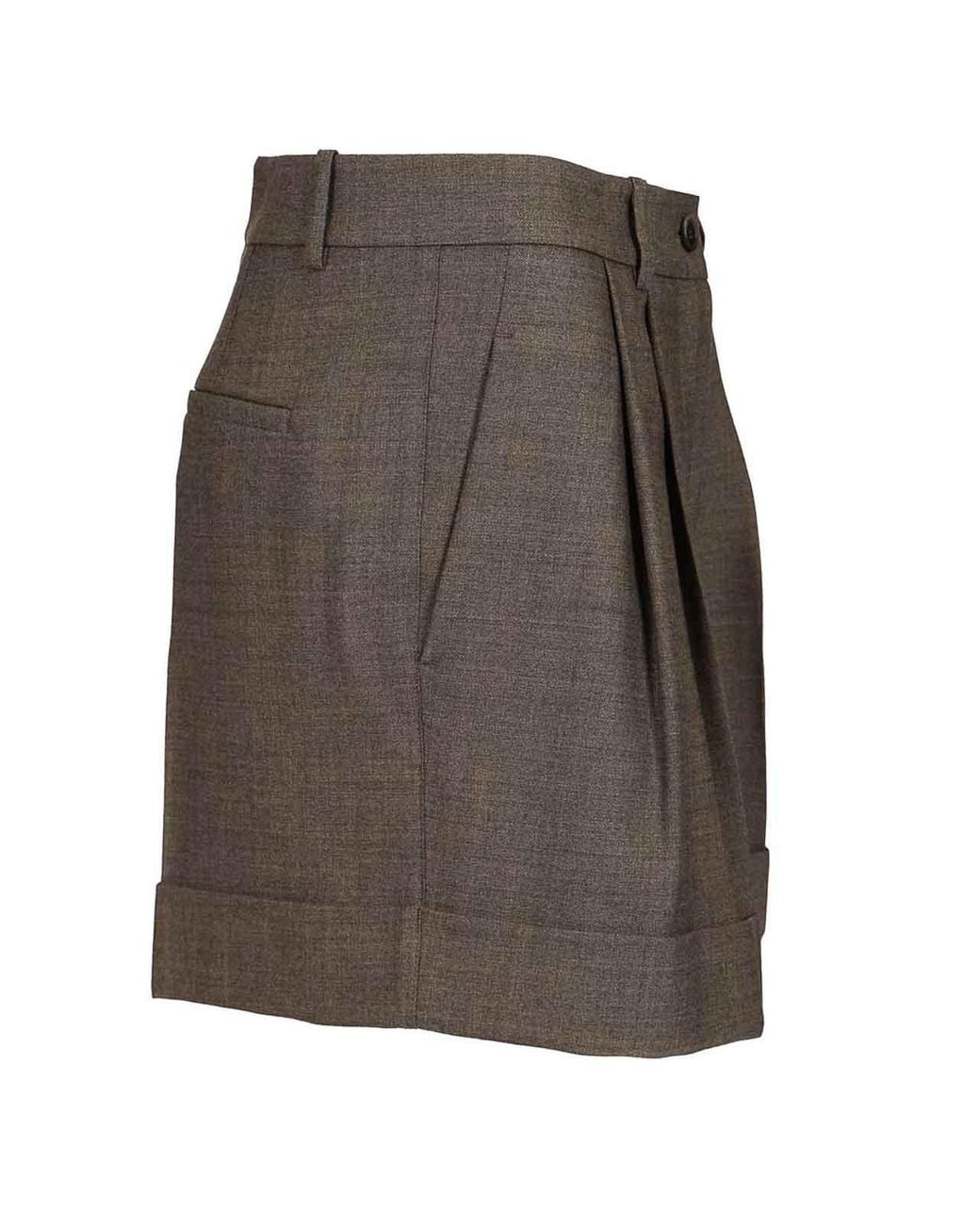 P.A.R.O.S.H. Gray Wool Blend Pleated Shorts