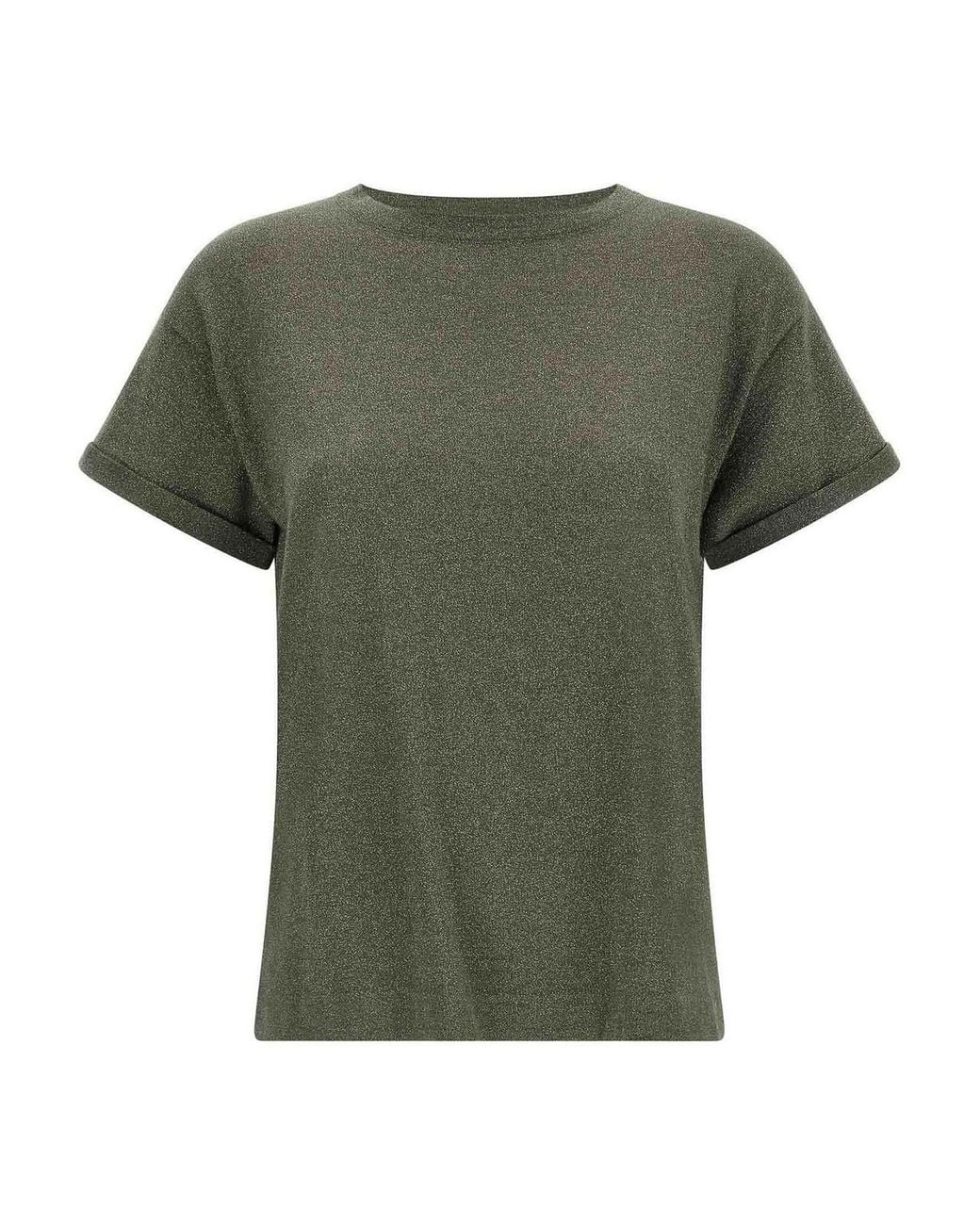Brunello Cucinelli Green Sparkling Cashmere-Silk T-Shirt