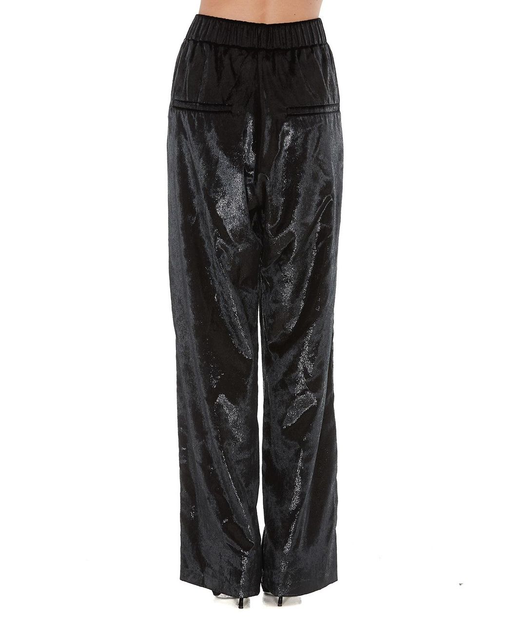 Balmain Black Shimmering Palazzo Trousers