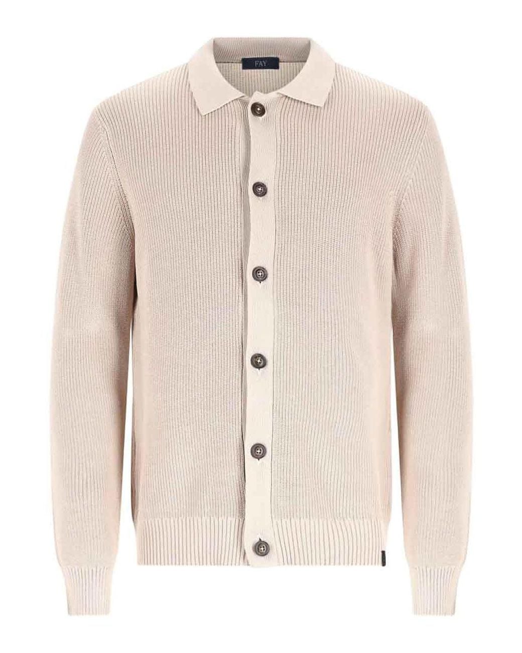 Fay Natural Cotton Knitted Cardigan for men