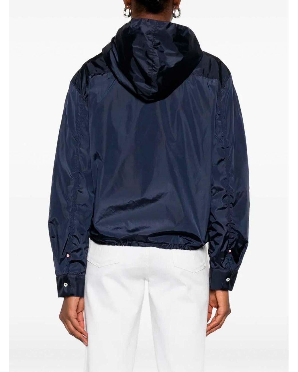 CUANTICO Blue Short Nylon Reversible Jacket With Hood