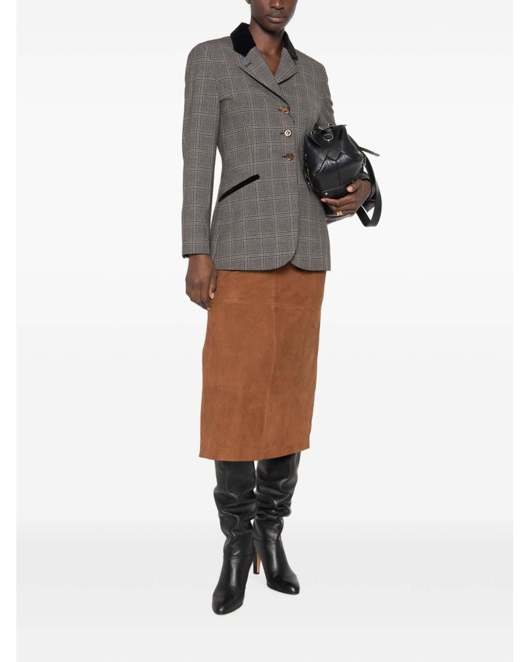 Marella Gray Stretch Twill Blazer With Velvet Details