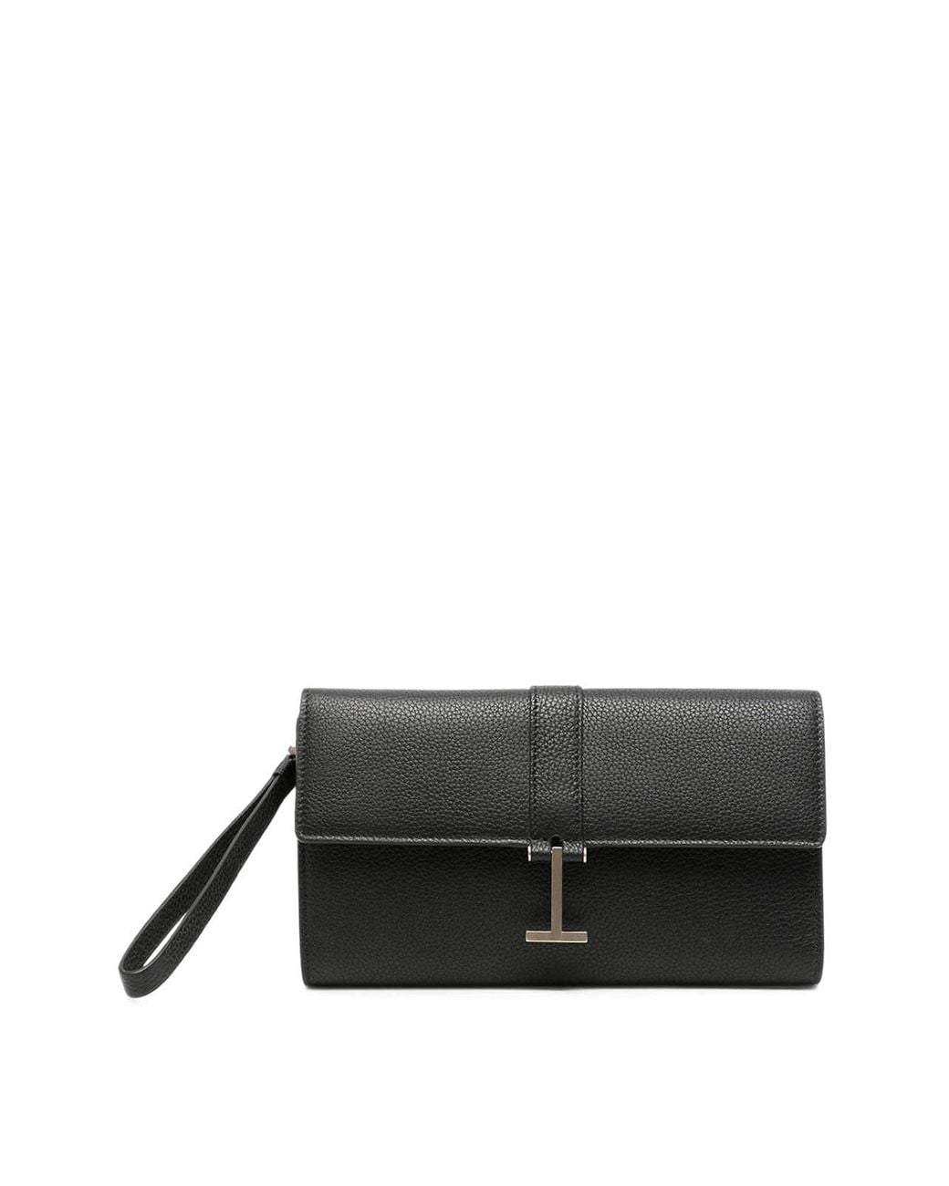 Tom Ford Black T Clasp Grained Leather Pouch