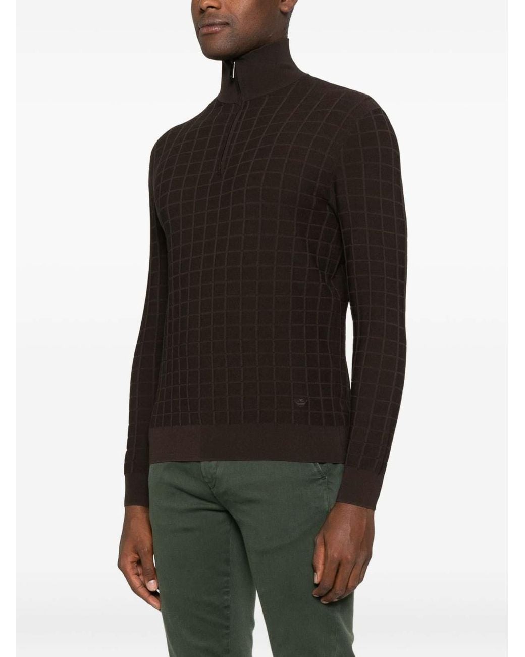 Emporio Armani Brown High Neck Pullover for men