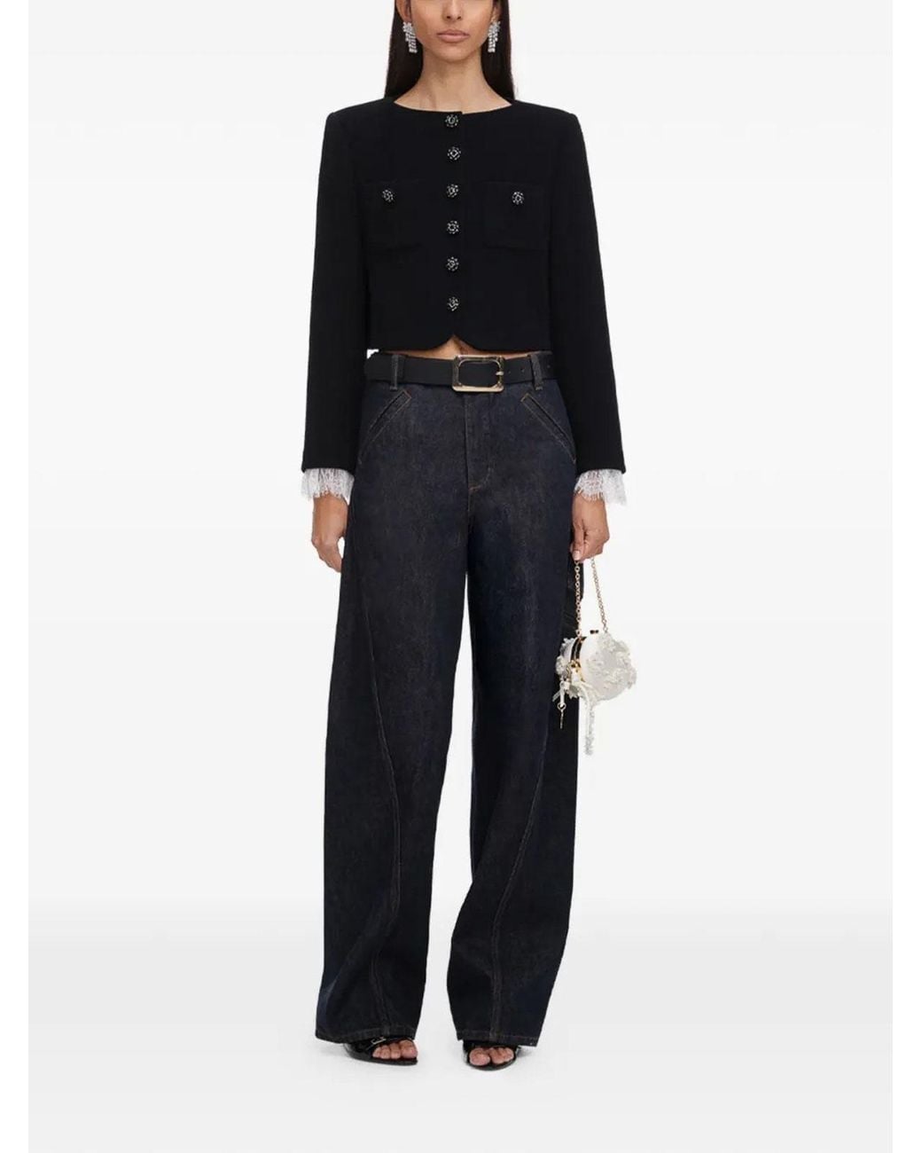 Self-Portrait Black Button Down Jacket