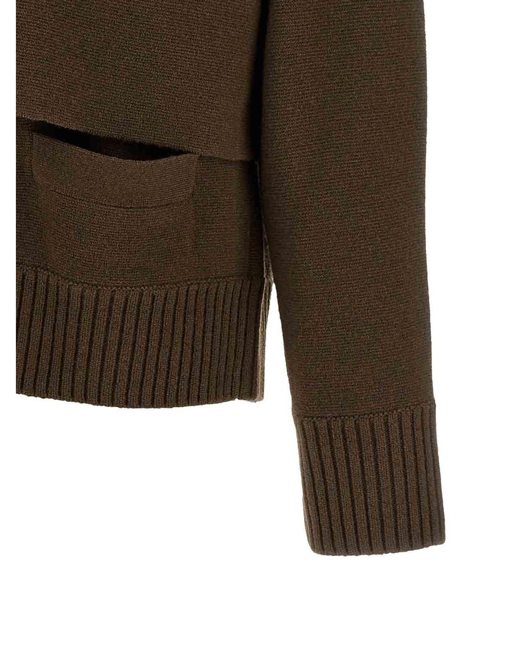 Sacai Brown Cut-Out Cardigan