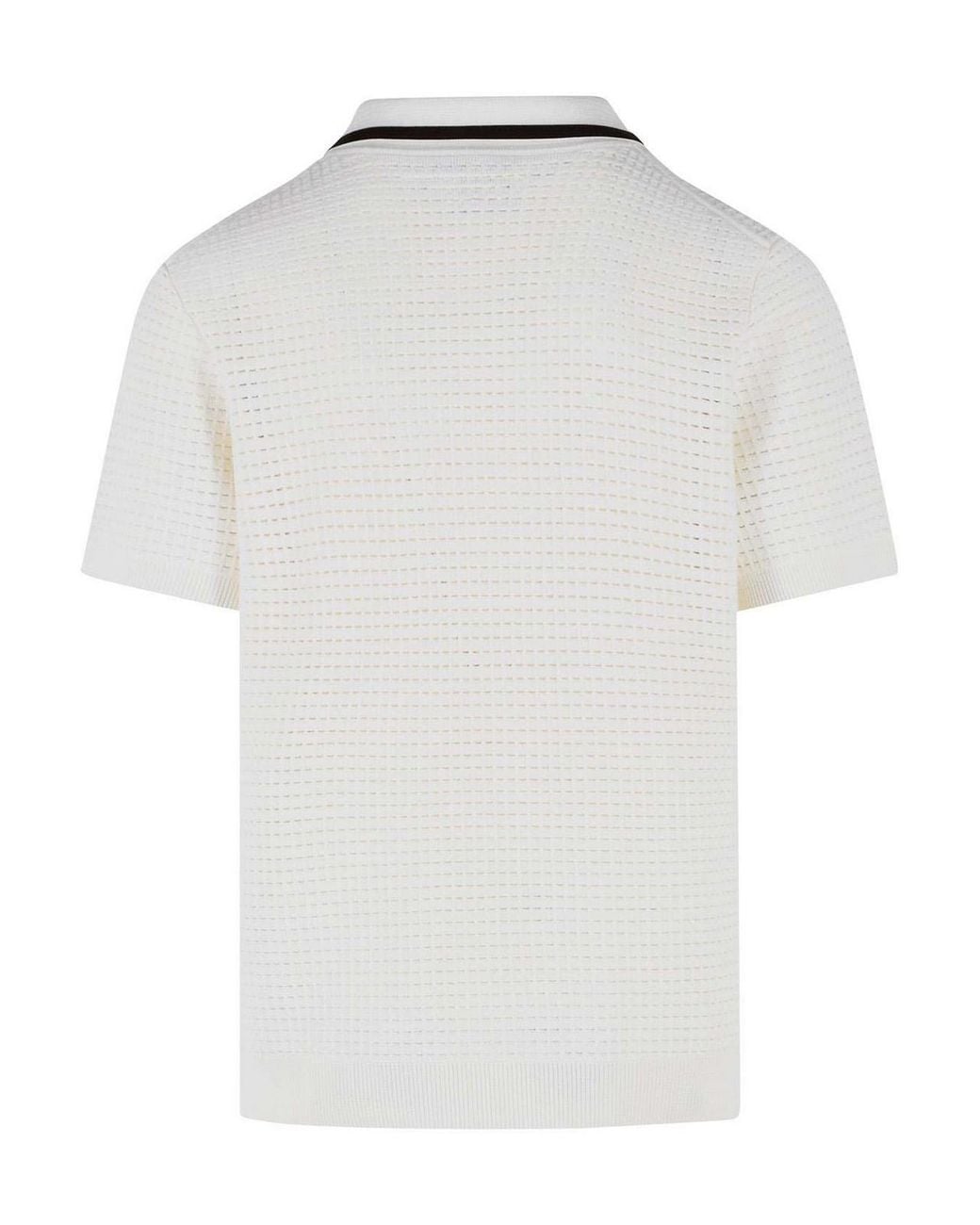 Casablanca White Stitch Wool Polo Shirt for men
