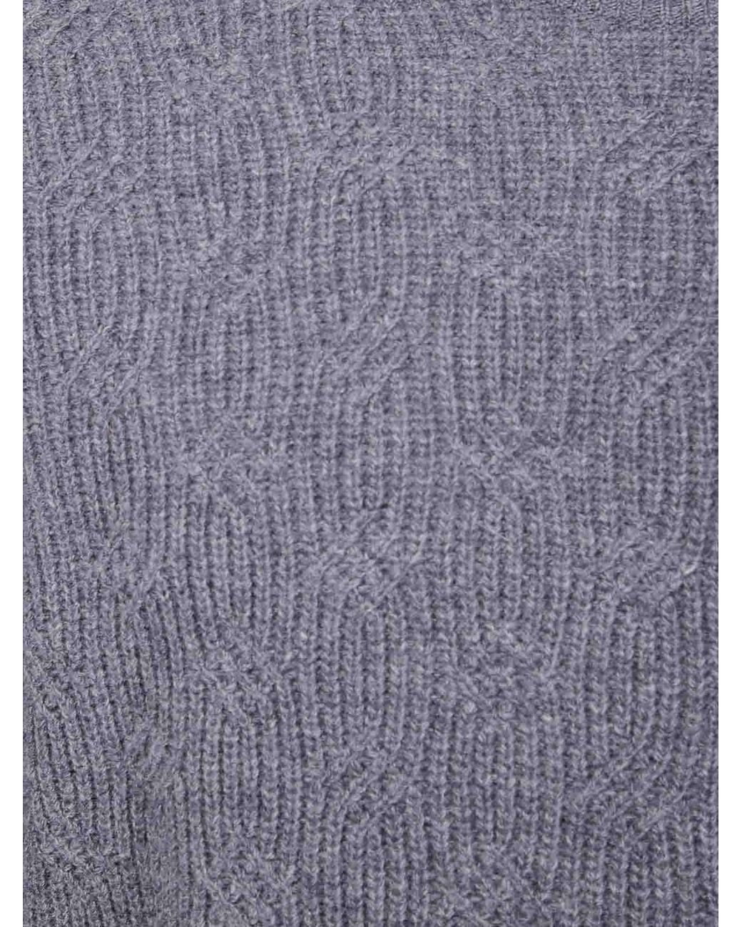 Barba Napoli Blue Round Neck Embroidery Sweater for men
