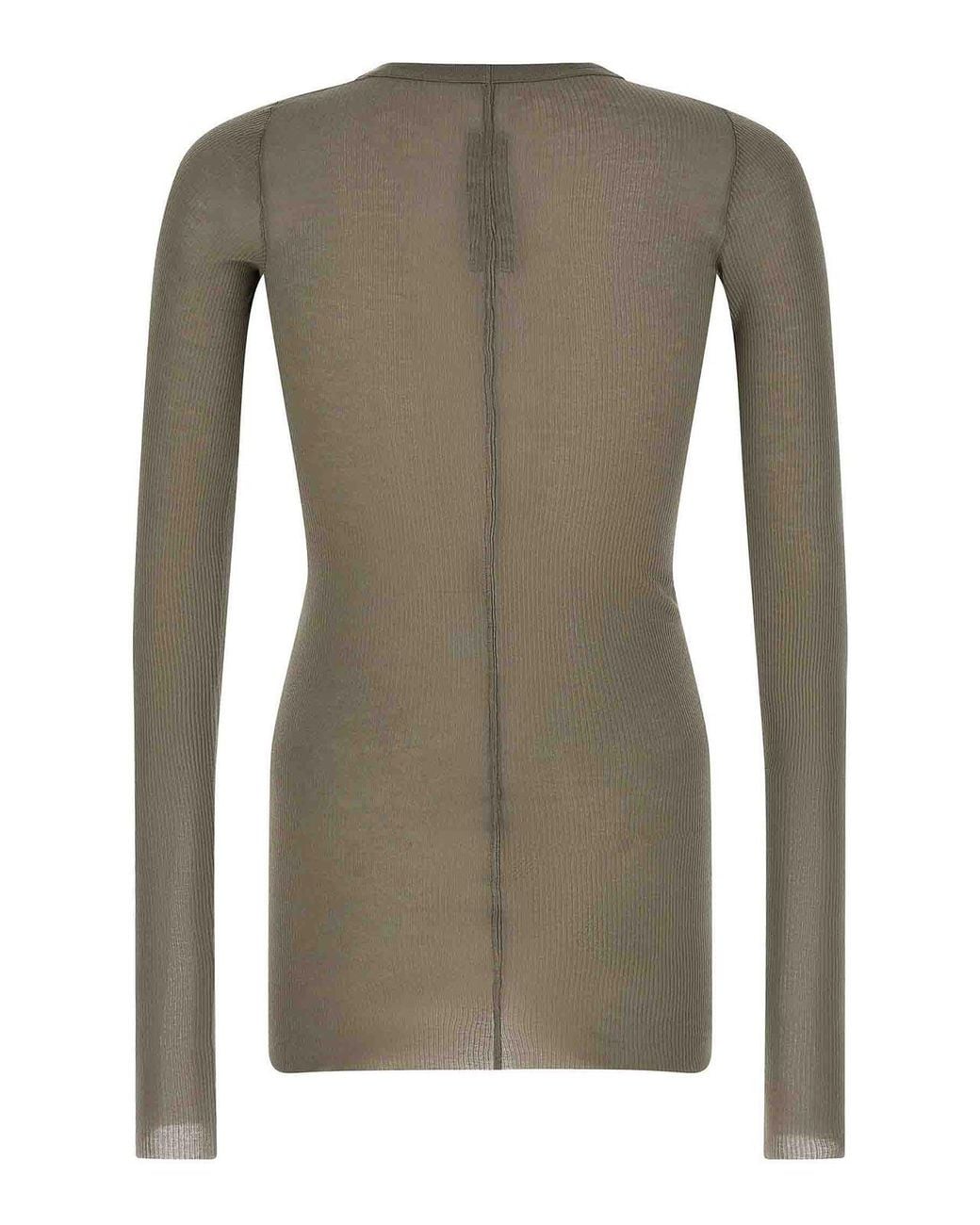 Rick Owens Gray Rib Ls T' T-Shirt for men