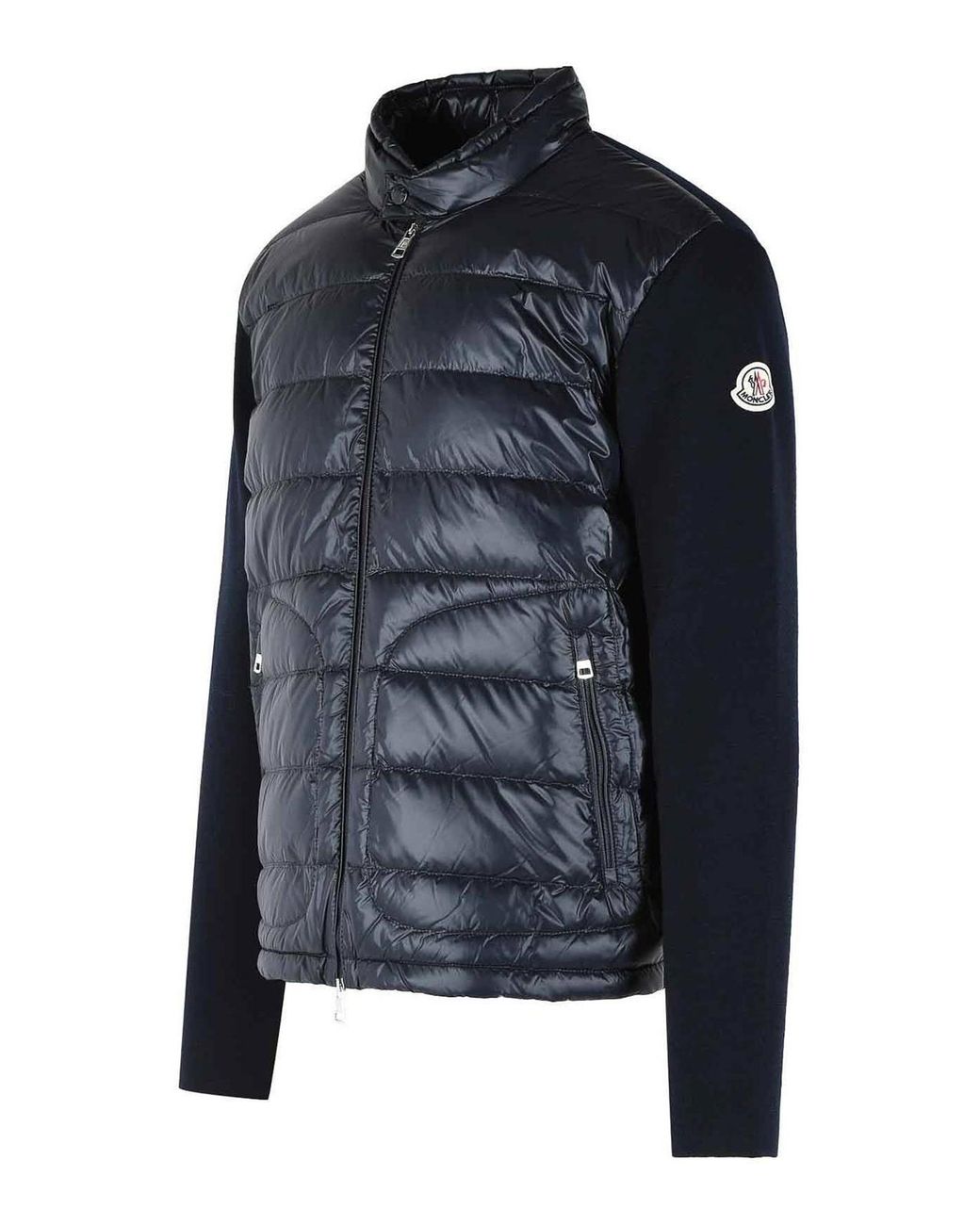 Moncler Blue Padded Virgin Wool Crdigan With Zip for men