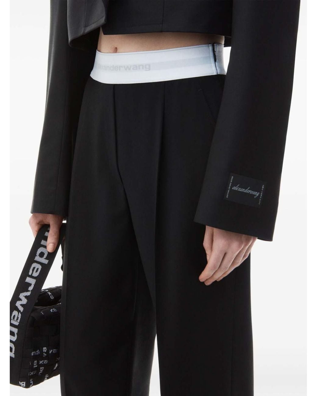 Alexander Wang Black Long Pants With Logo Band