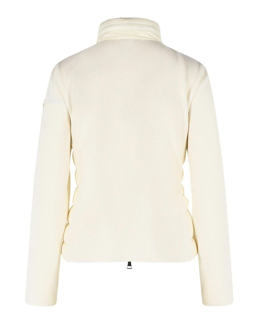Moncler White Padded Virgin Wool Cardigan With Ivory Zip