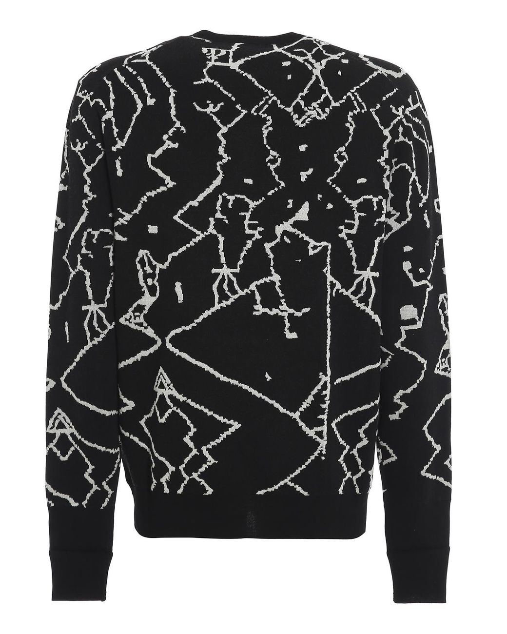 Neil Barrett Black Geometrical Intarsia Crew Neck for men