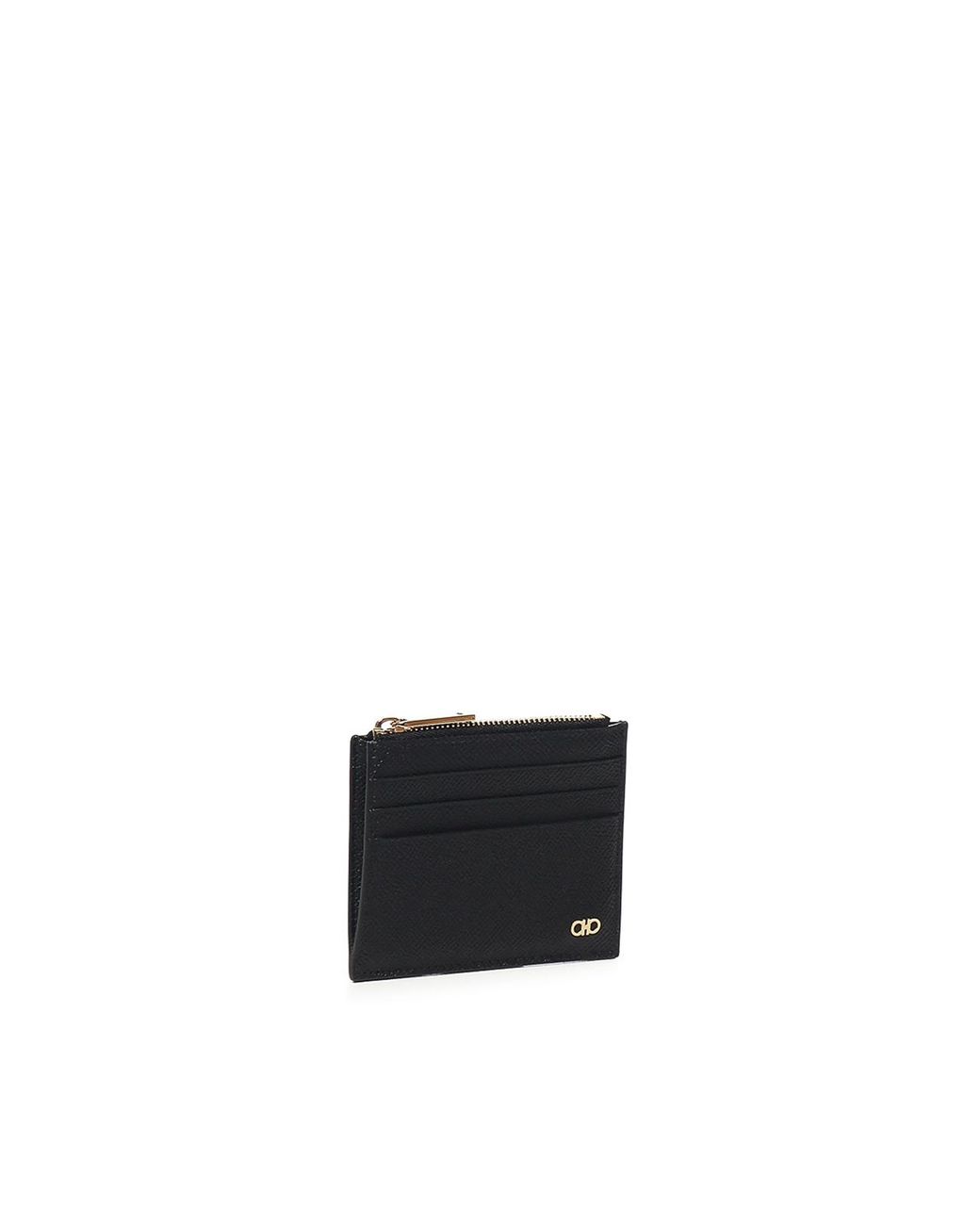 Ferragamo Black Zippered Card Holder for men