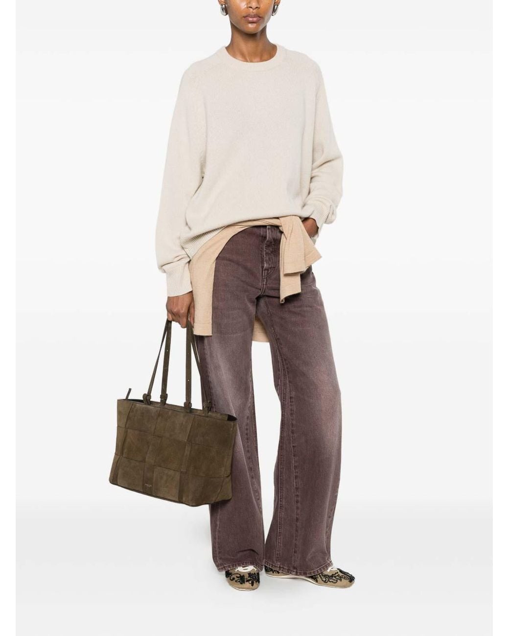 Soft Goat White Wool Crewneck Jumper