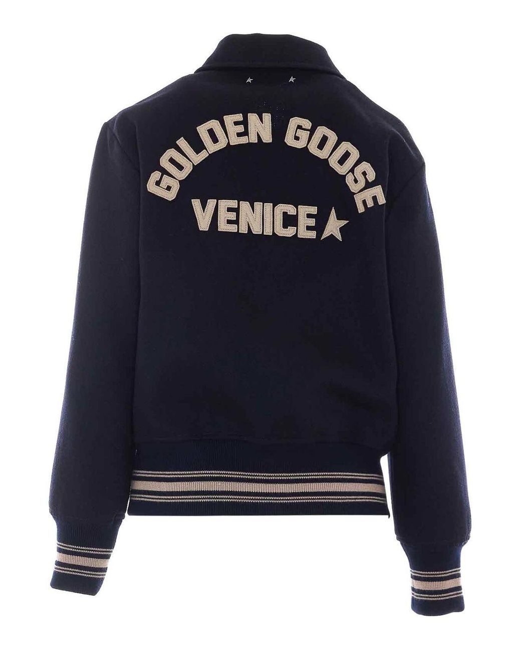 Golden Goose Deluxe Brand Blue Logo Bomber Jacket