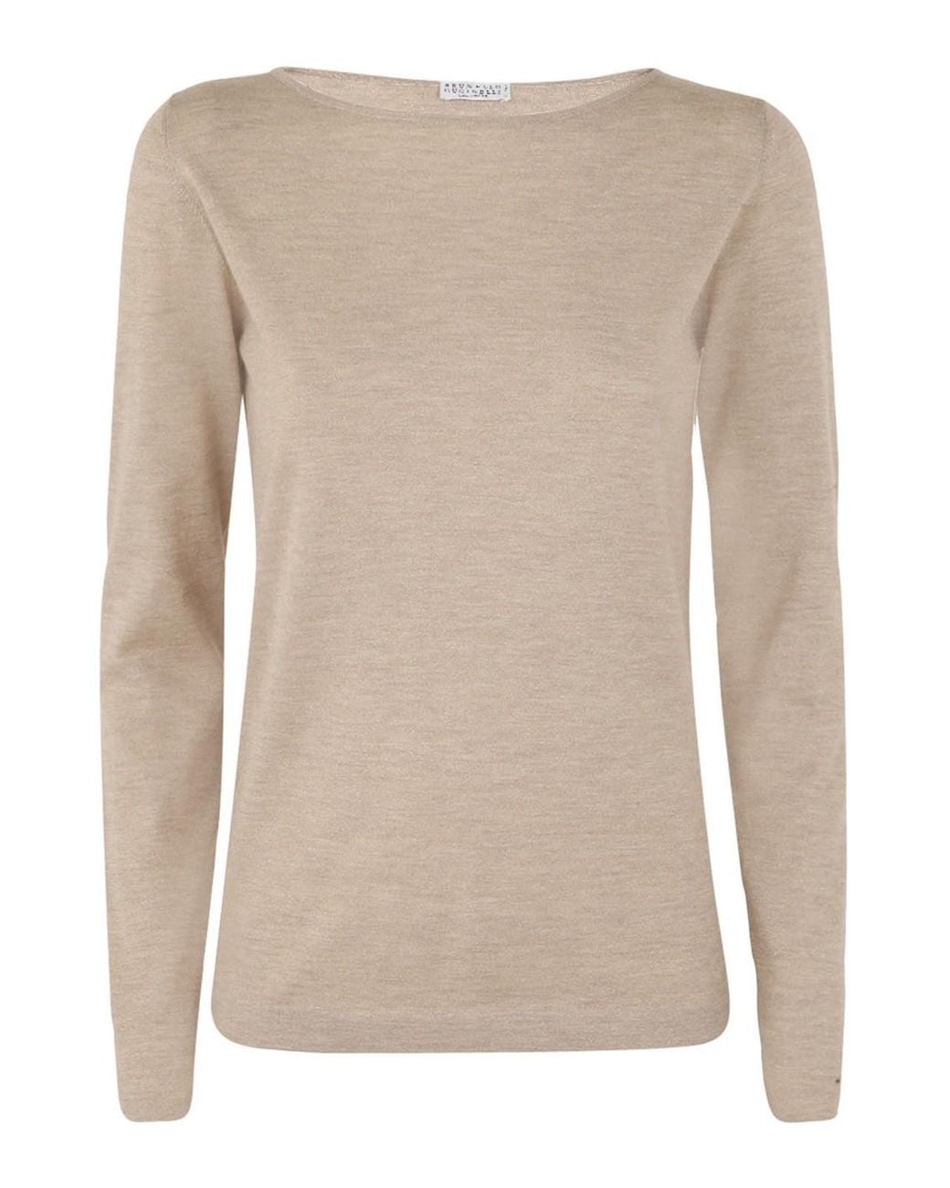 Brunello Cucinelli Natural Long Sleeved Boat Neck