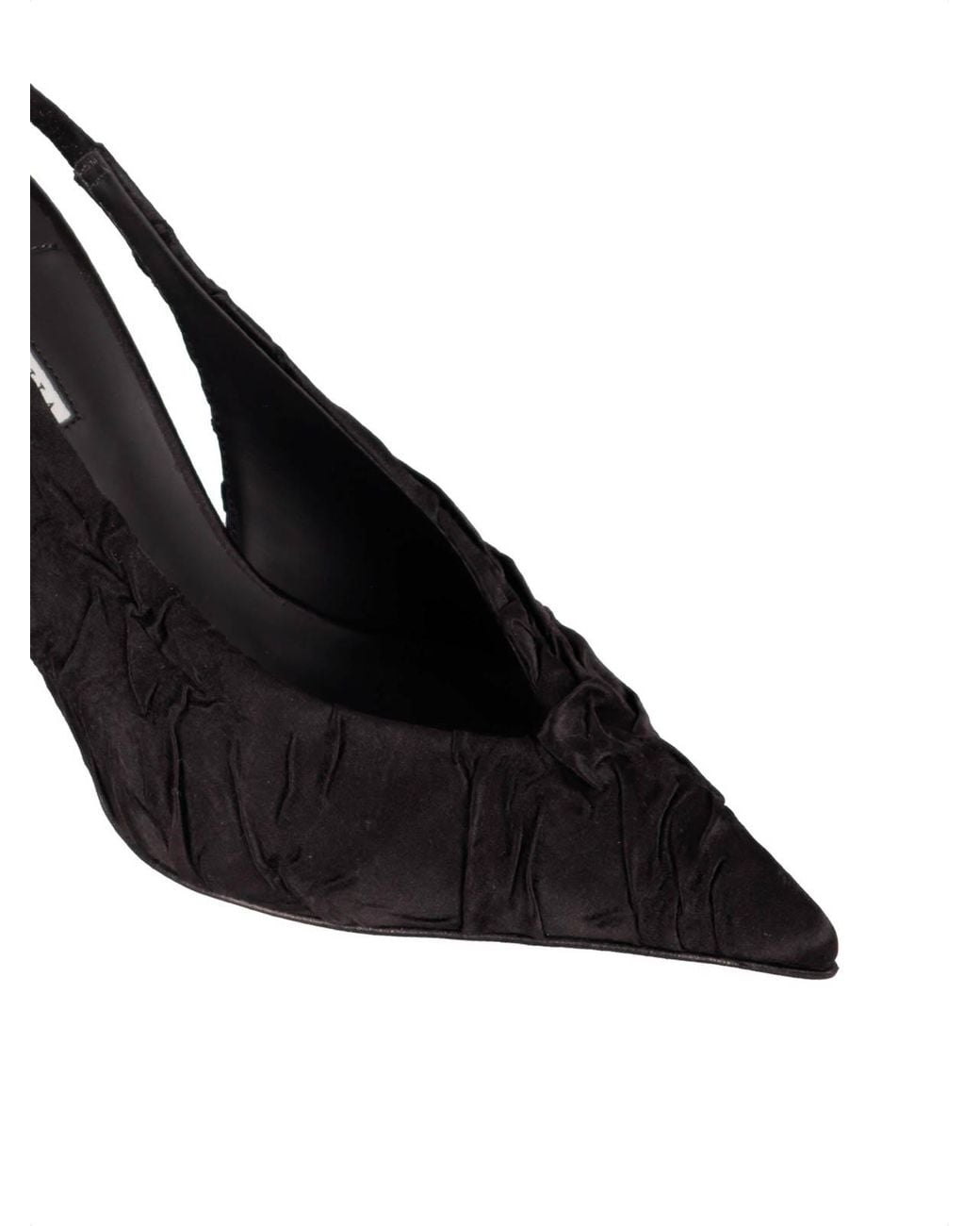 Le Silla Black Slingback Clevage Crinkled Fabric