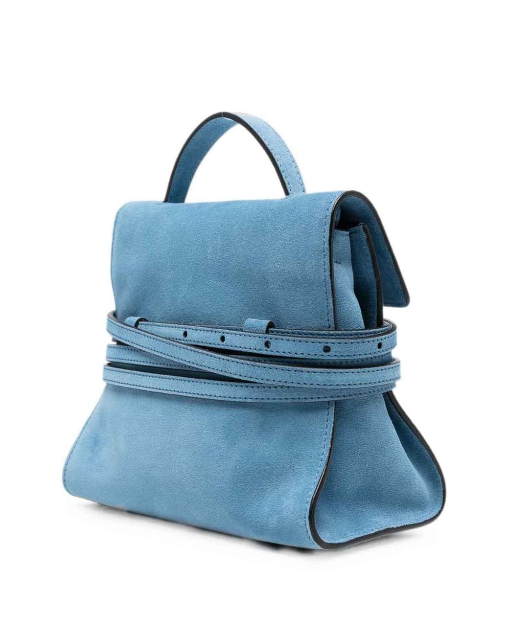 Moschino Blue Tie Me Leather Handbag