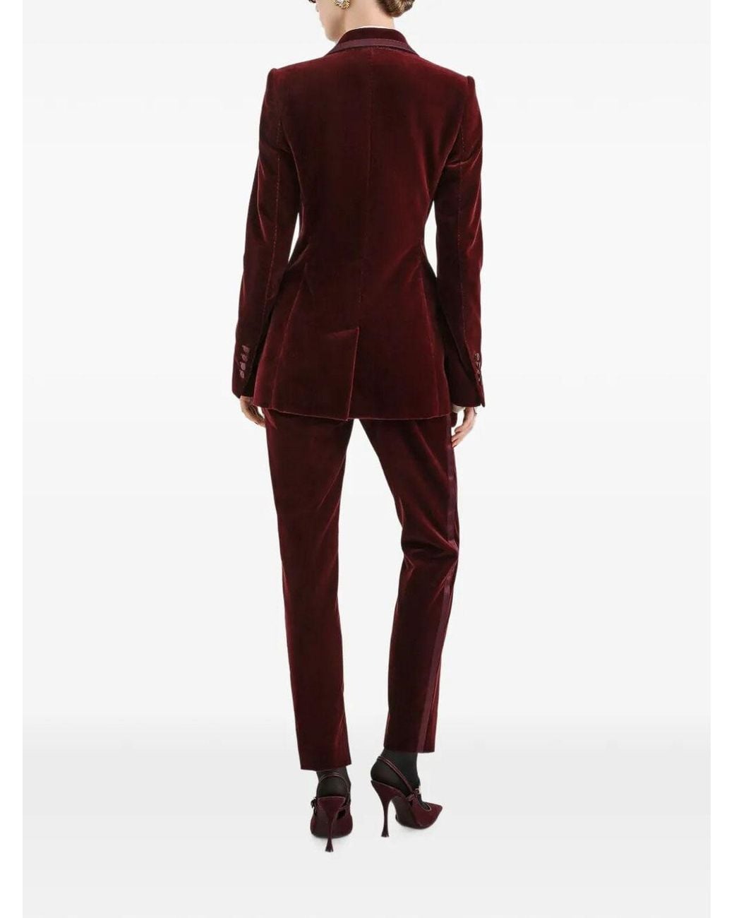 Dolce & Gabbana Red Velvet Trousers