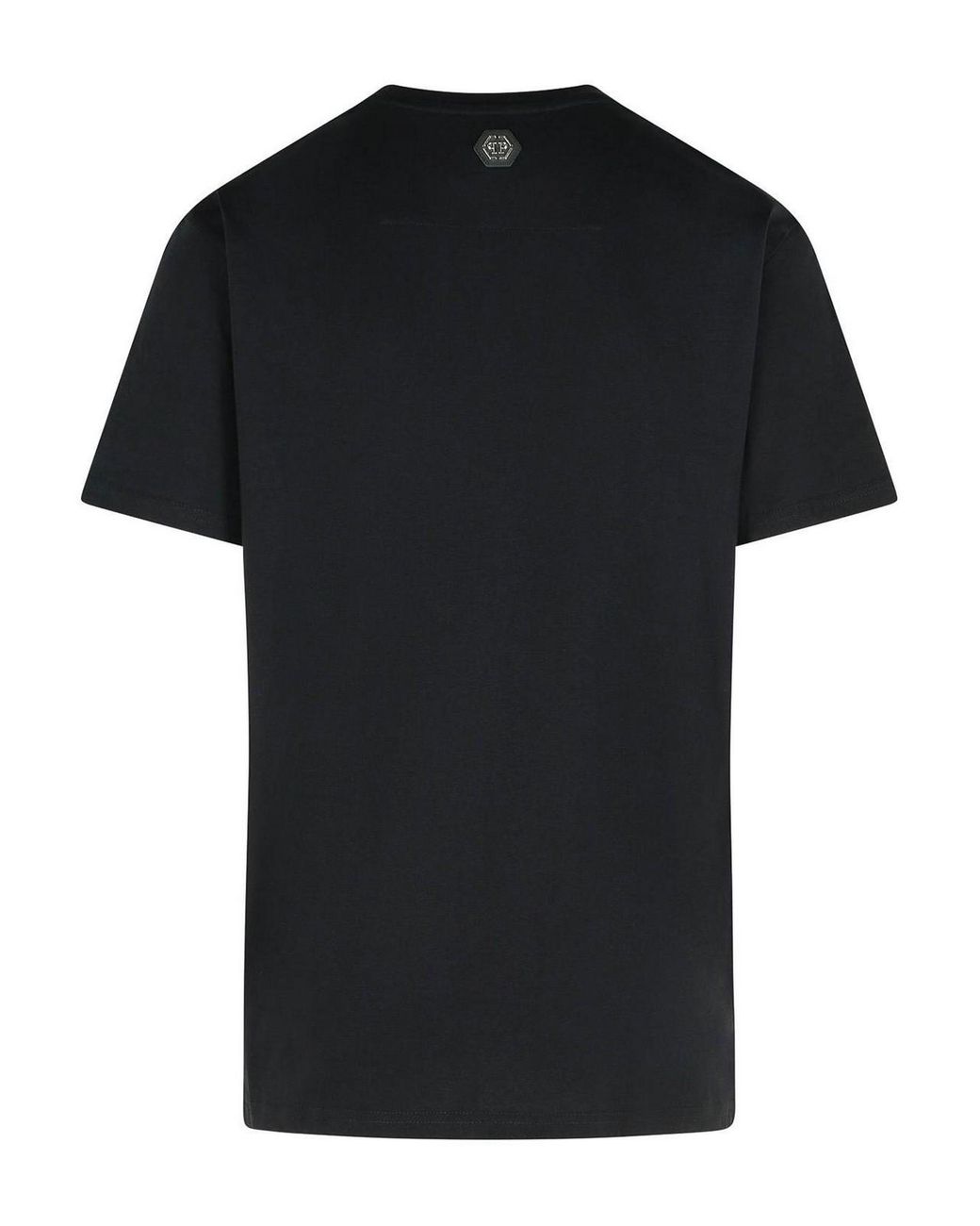 Philipp Plein Black Round Neck T-Shirt Full Of Stones Stripes for men