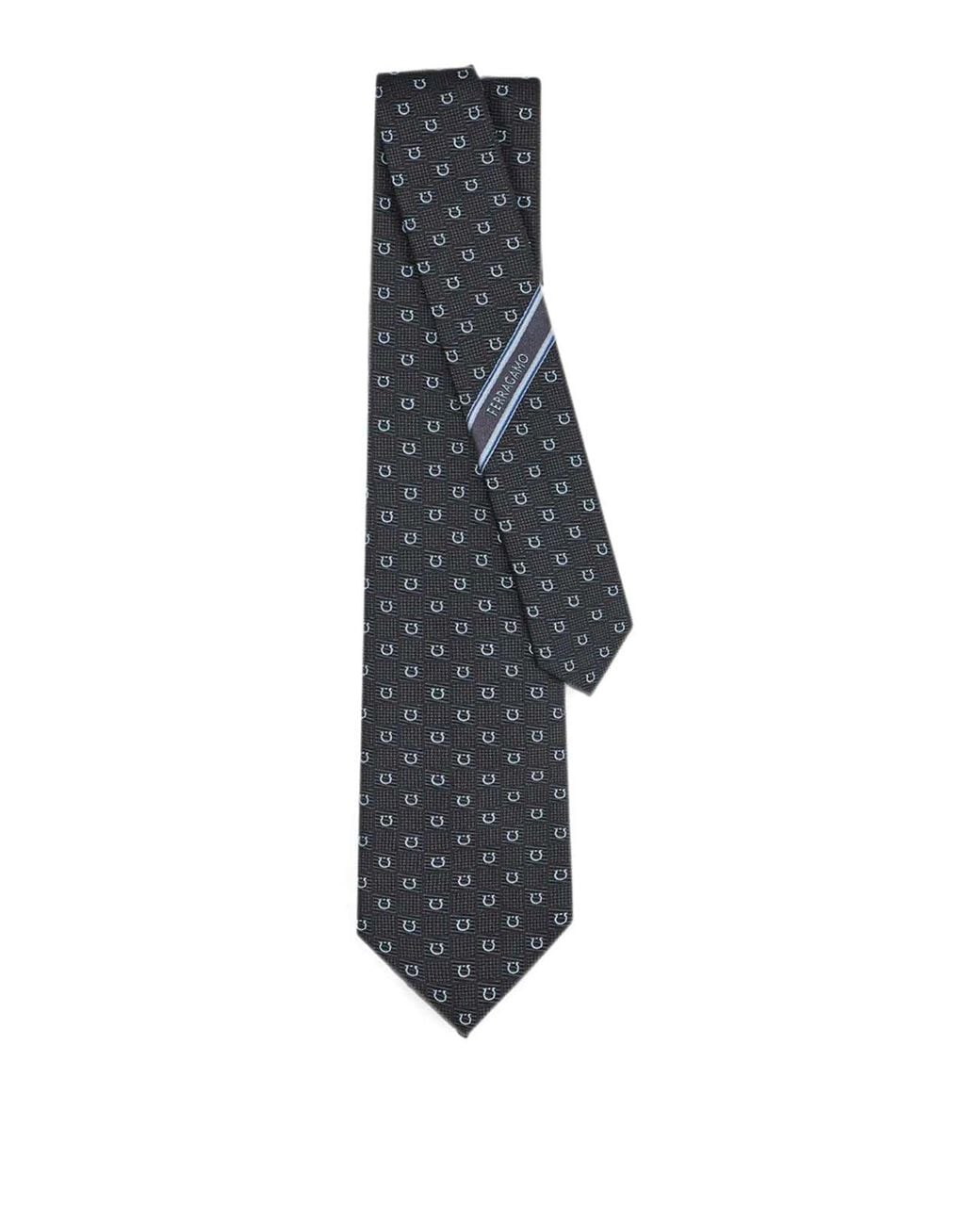 Ferragamo Blue Gancini Silk Jacquard Tie for men