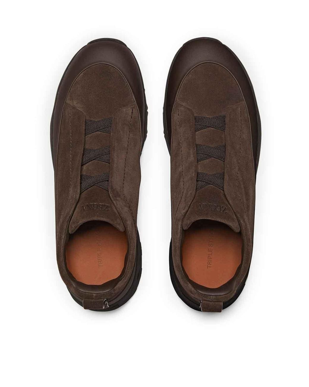 Zegna Brown Monte Sneakers Triple Stitch for men