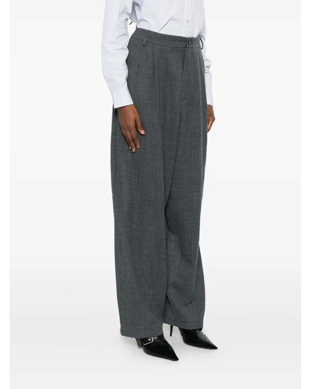 DARKPARK Gray Phebe Wide Leg Japanese Light Wool Pants