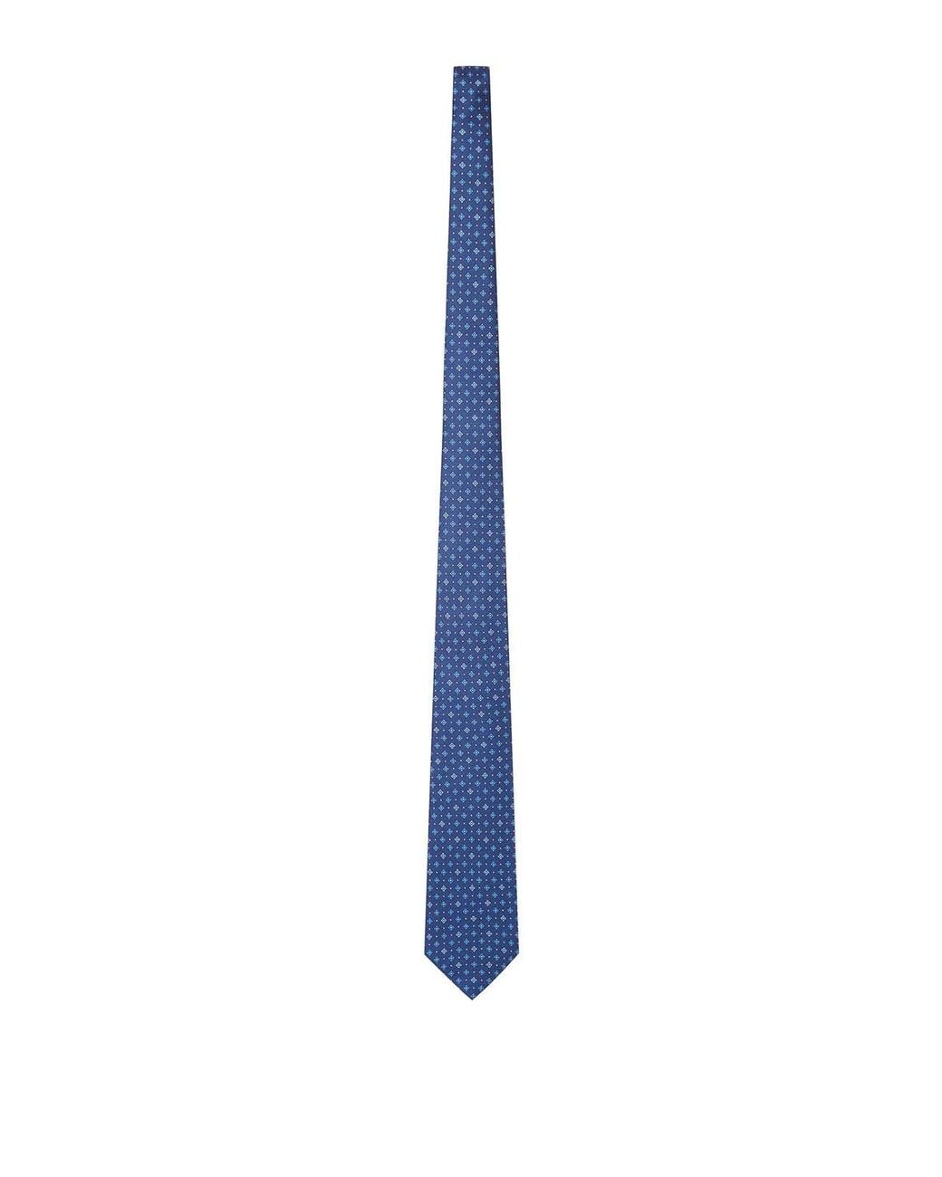 Kiton Blue Fabric Tie With Micro Geometric Pattern for men