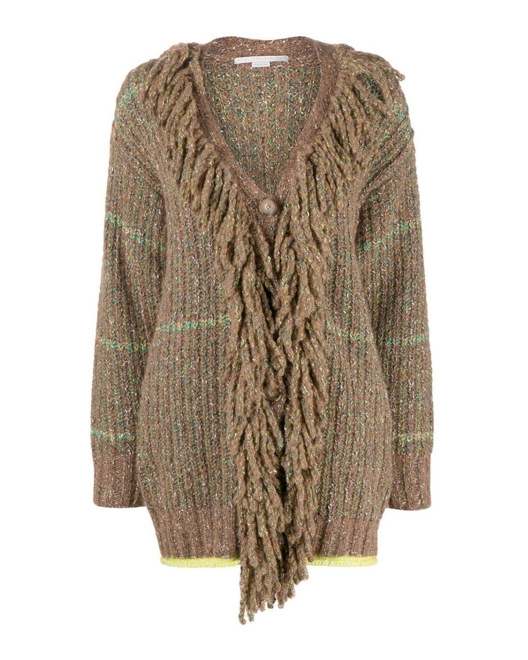 Stella McCartney Natural Cable-Knit Tweed Cardi-Coat