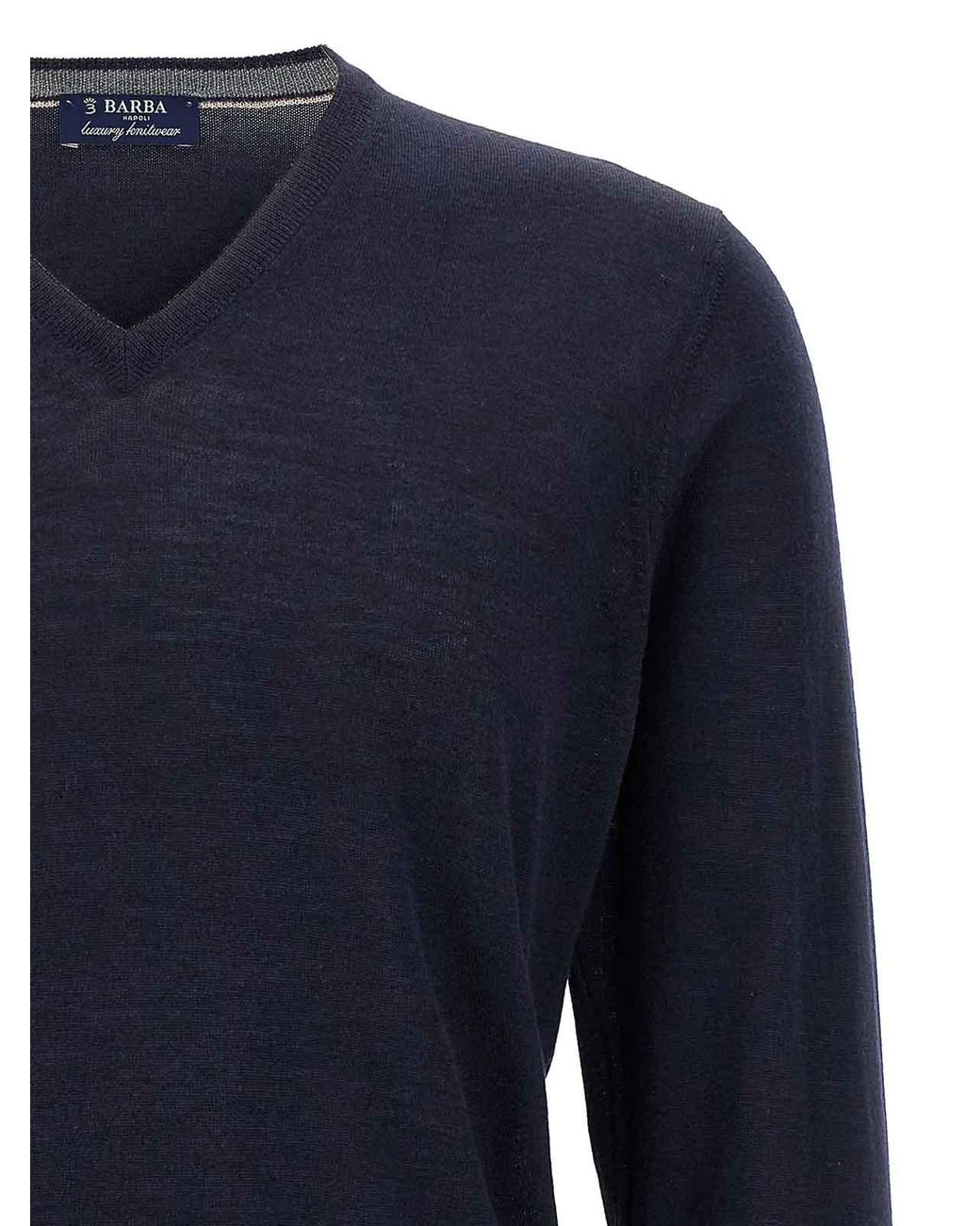 Barba Napoli Blue Wool And Silk Sweater for men