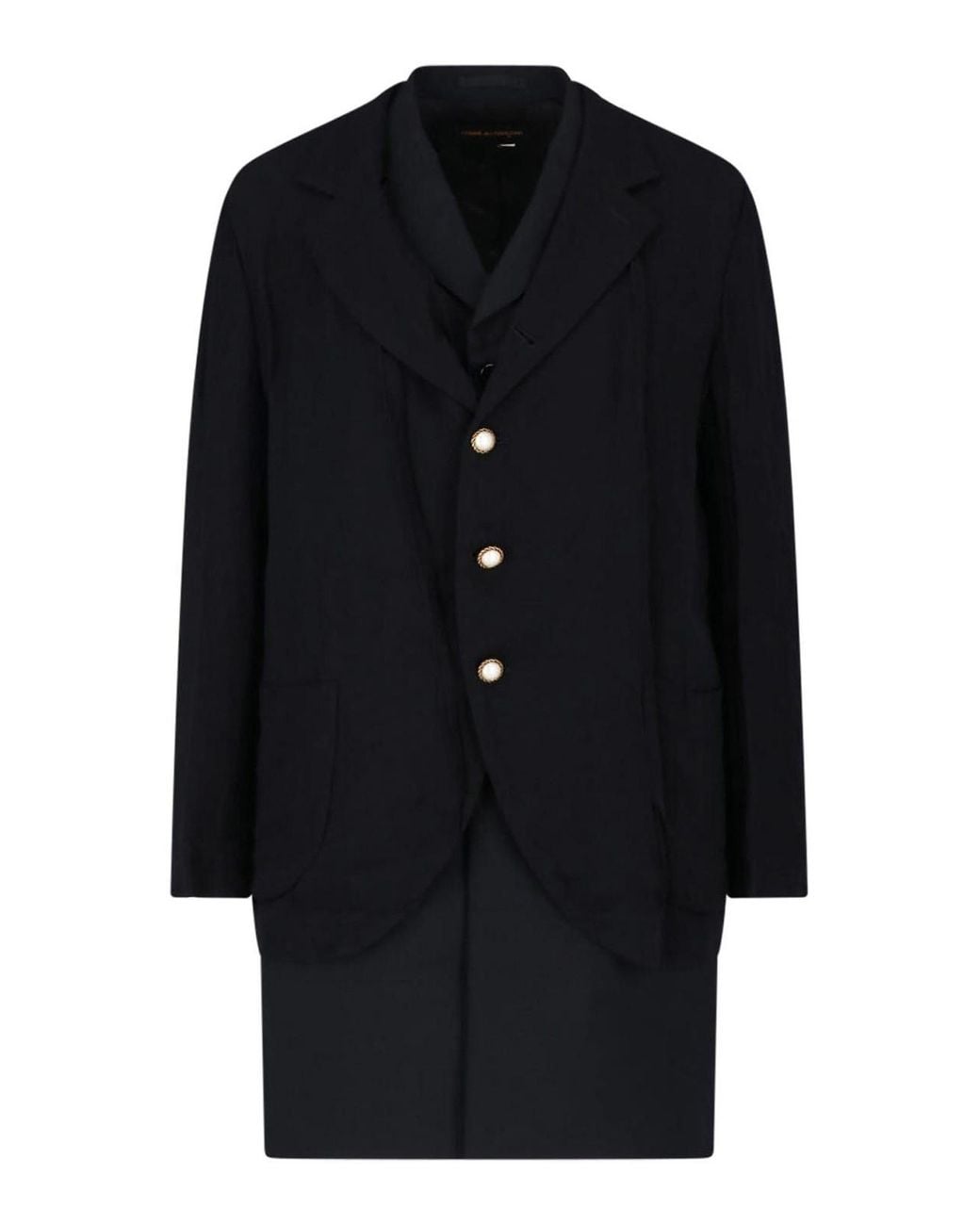 Comme des Garçons Blue Layered Wool Coat