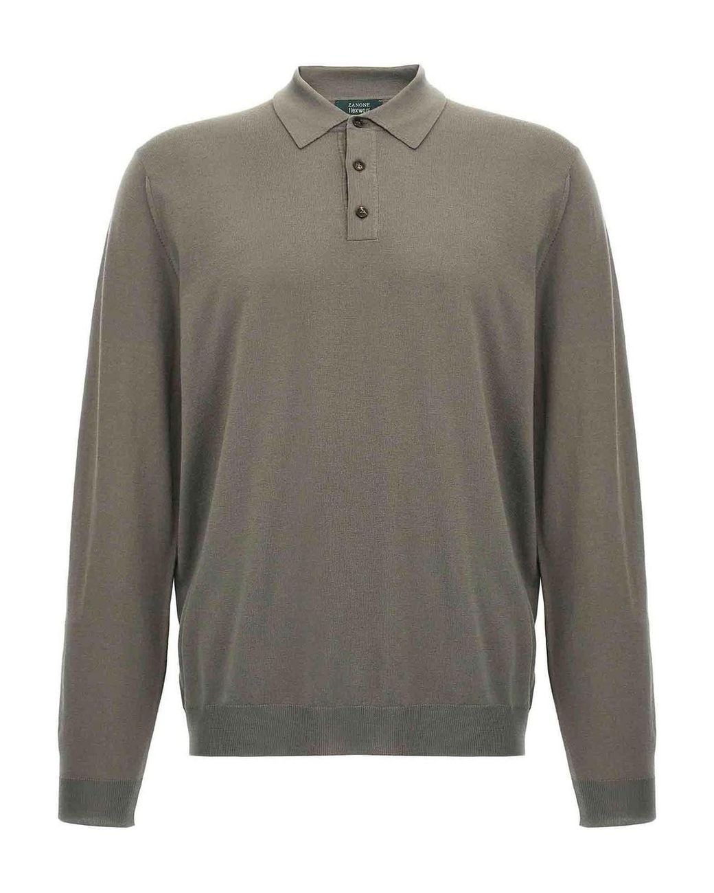 Zanone Gray Wool Polo Shirt for men