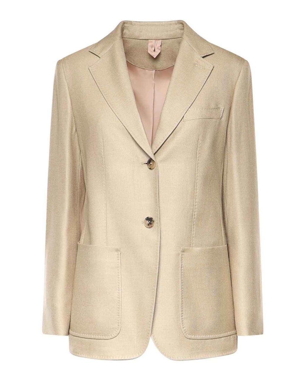Max Mara Natural Single-Breasted Wool And Silk Canvas Blazer