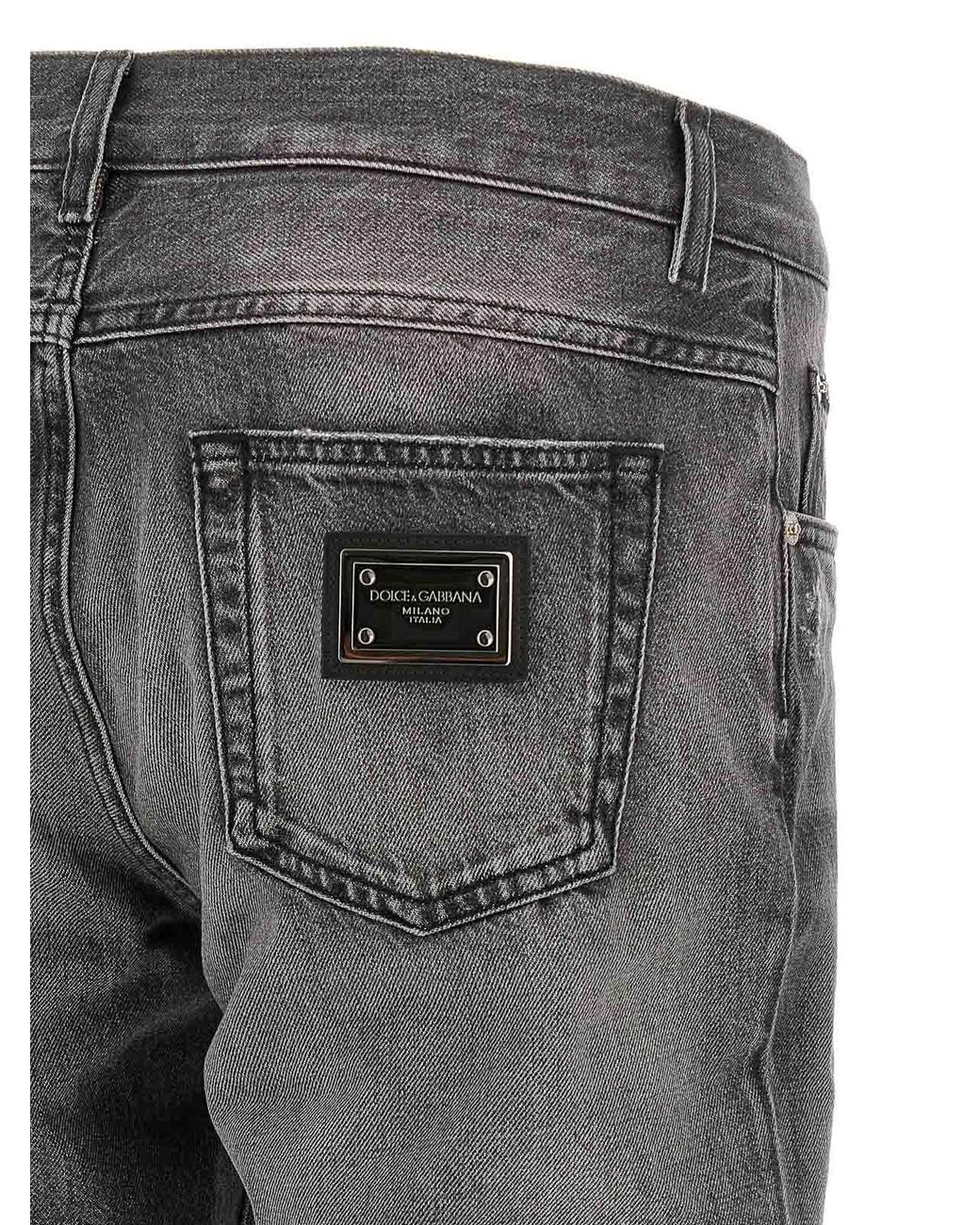 Dolce & Gabbana Gray Distressed Jeans for men