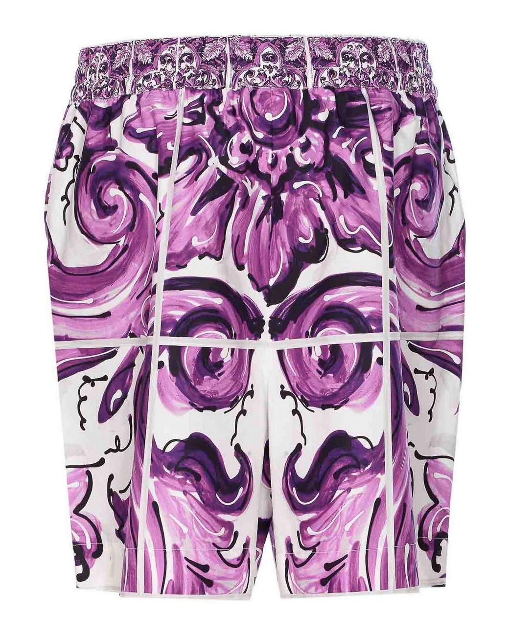Dolce & Gabbana Purple Maiolica Print Shorts