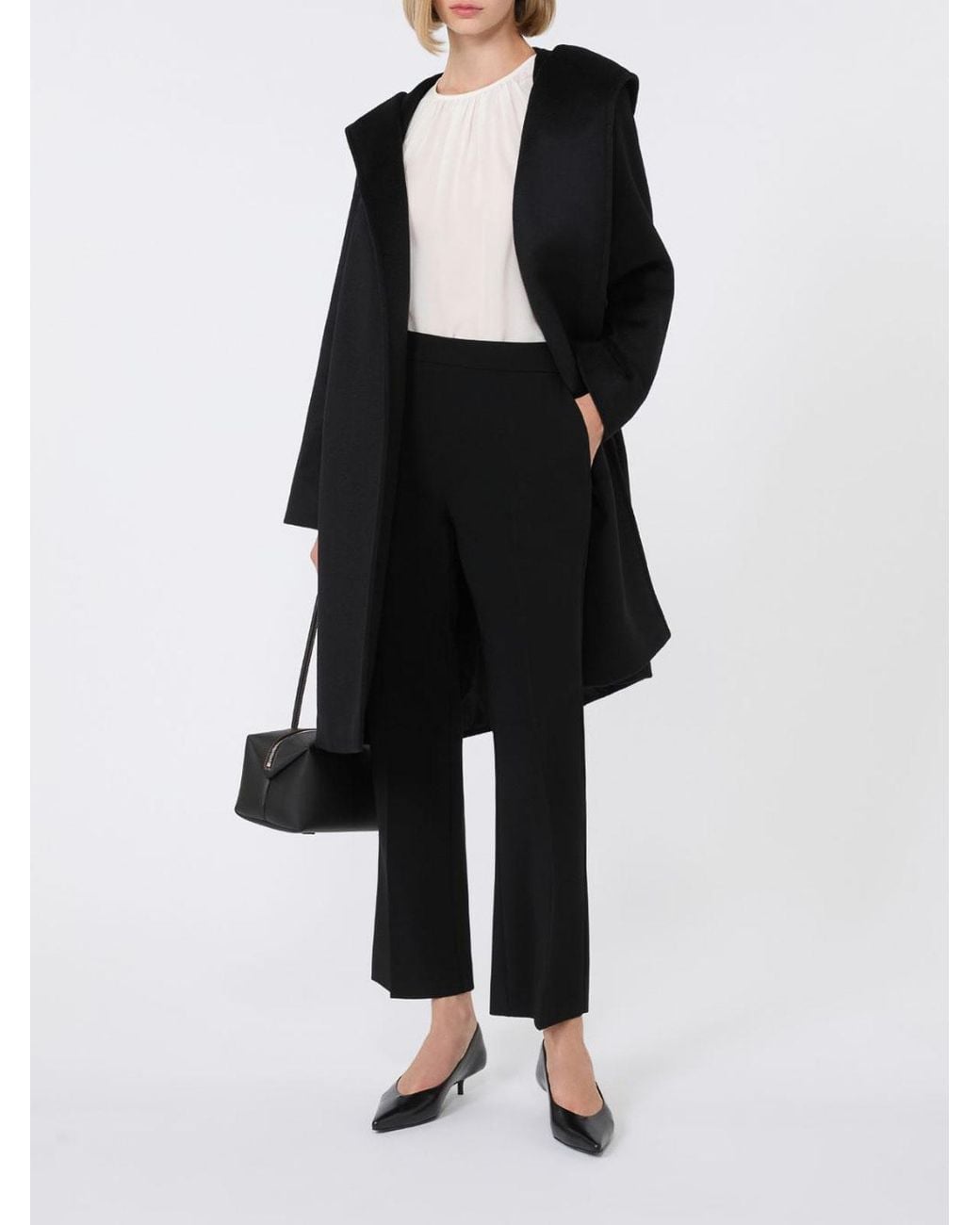 Max Mara Black Hooded Wool Coat