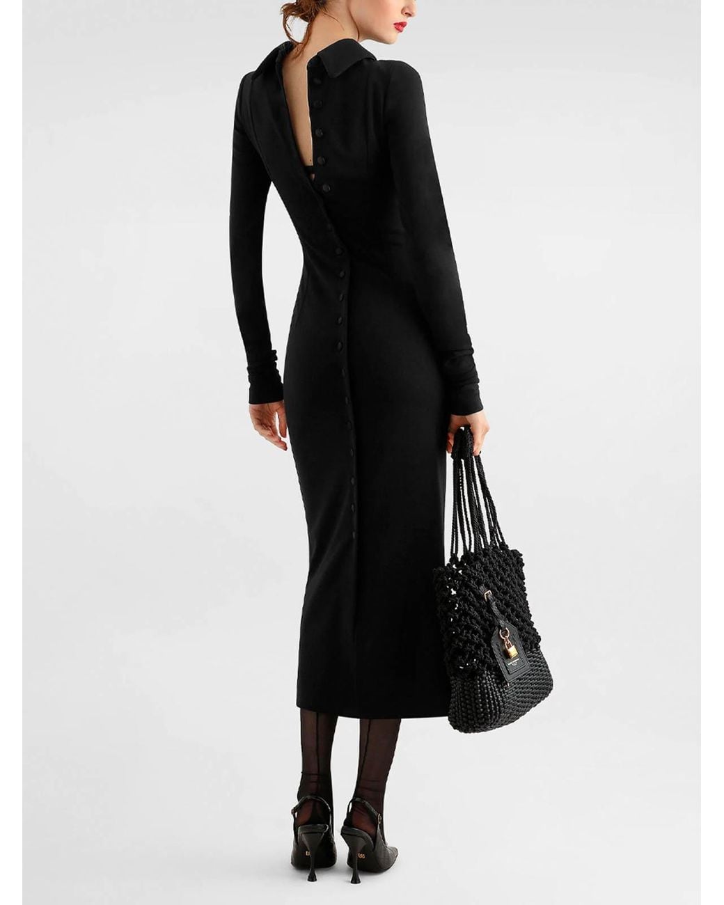 Dolce & Gabbana Black Wool Jersey Dress