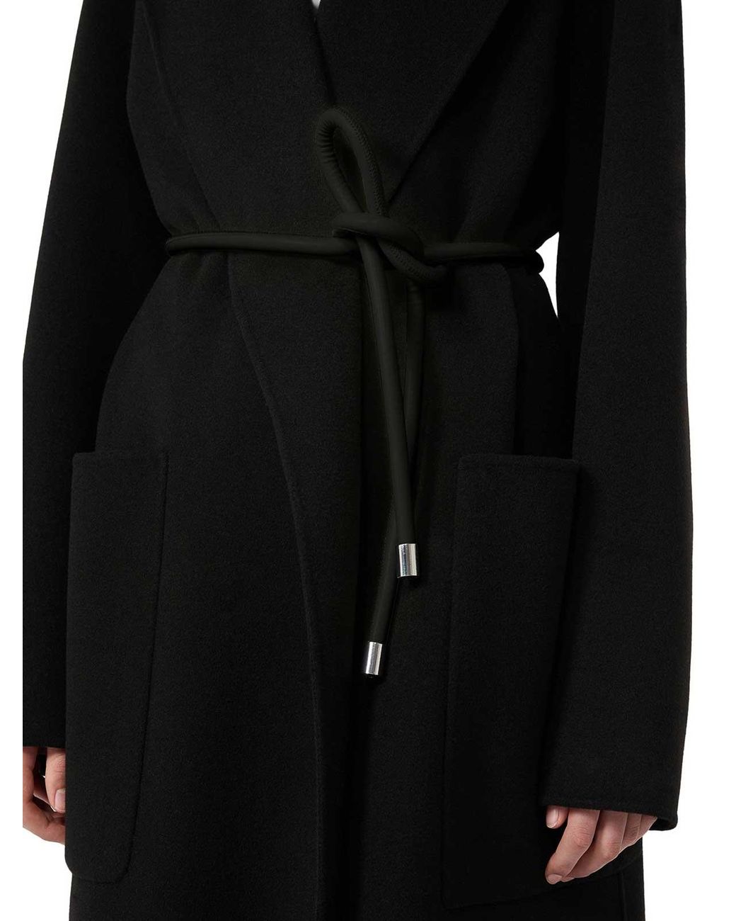 Sportmax Black Oversized Double Wool Coat