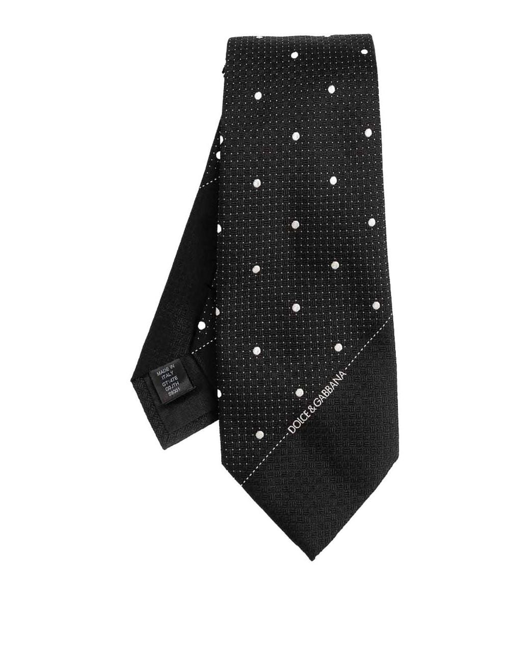 Dolce & Gabbana Black Polka-Dot Silk Jacquard Tie for men