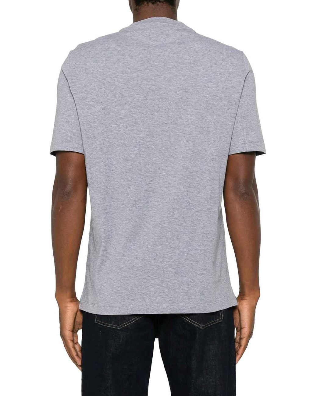 Brunello Cucinelli Gray Cotton T-Shirt With Contrasting Logo Print for men