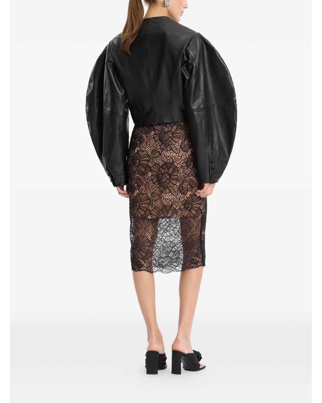 ROTATE BIRGER CHRISTENSEN Black Jacket With Round Neck And Puff Sleeves
