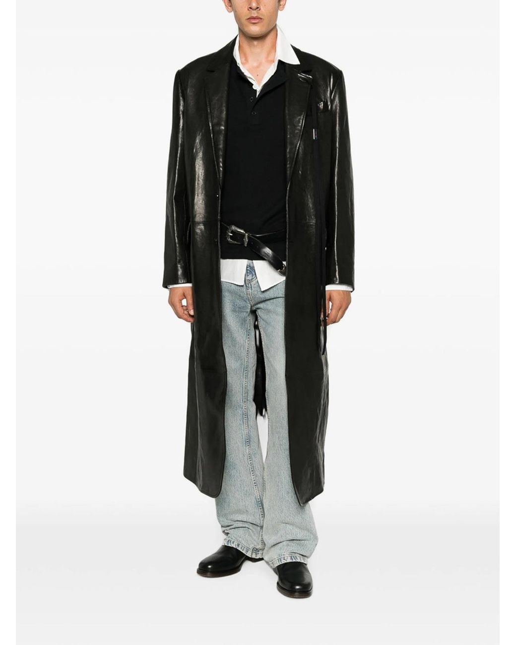 Ann Demeulemeester Black Leather Outerwear for men