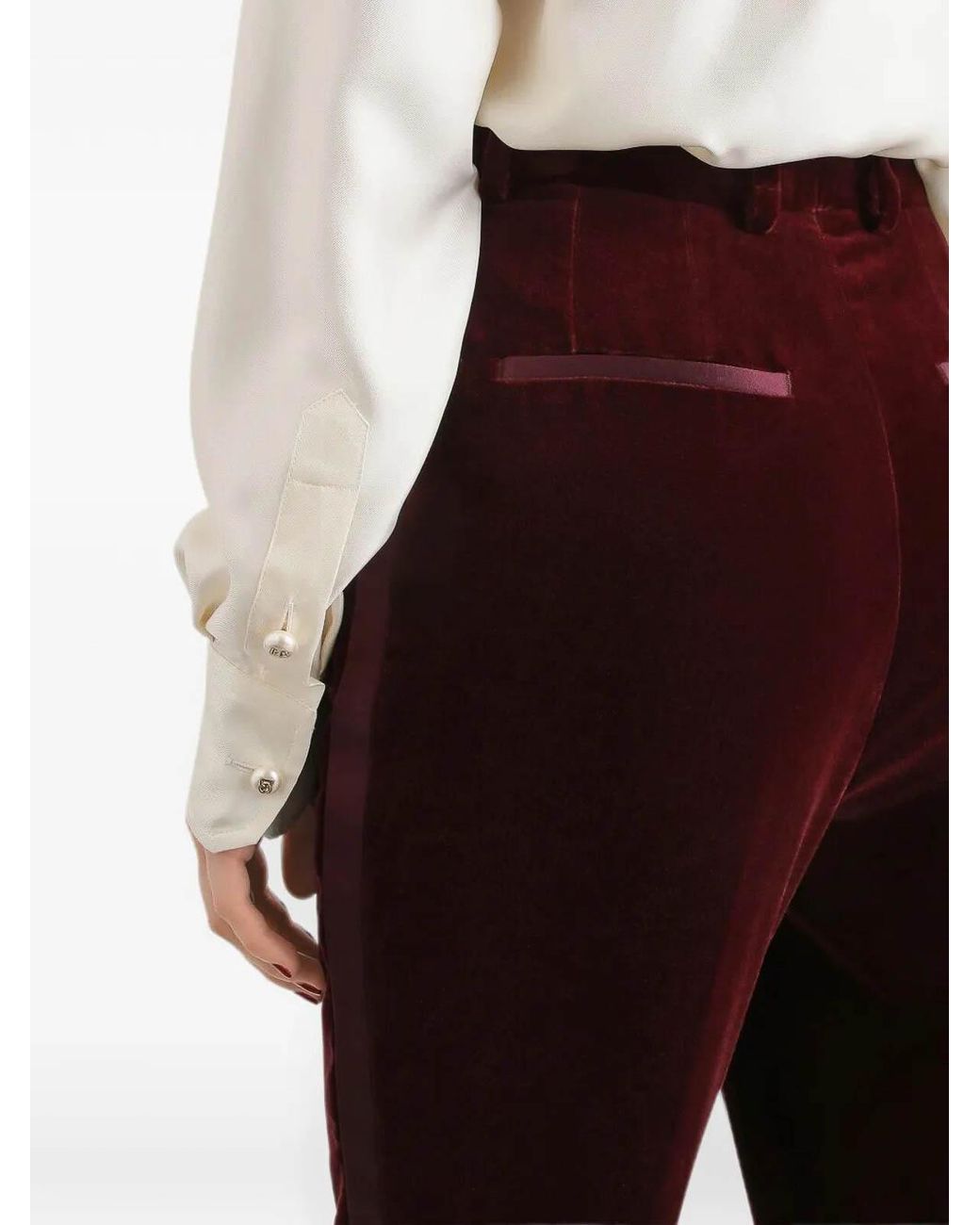 Dolce & Gabbana Red Velvet Trousers