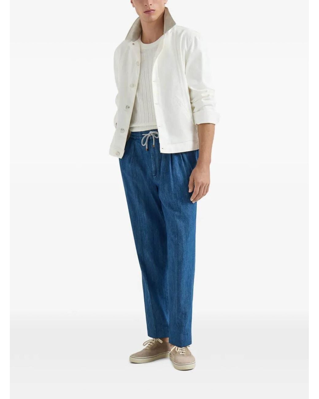 Brunello Cucinelli Blue Lightweight Jeans With Drawstring for men