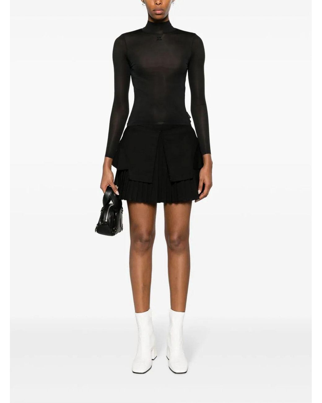 Courreges Black Second Skin Mockneck Top