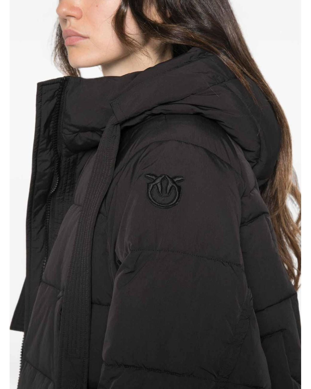 Pinko Black Hooded Puffer Jacket