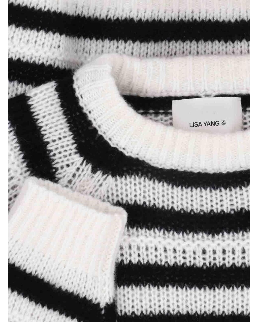 Lisa Yang Black Striped Cashmere Sweater