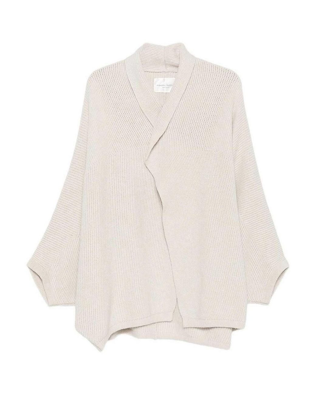 Roberto Collina White Open Wool Cardigan With Batwing Sleeves