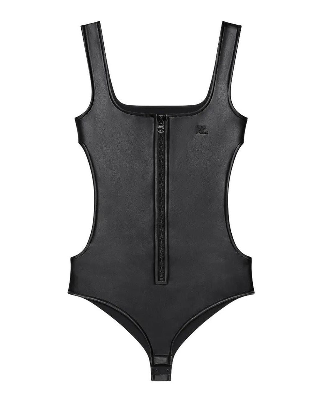 Courreges Black Top Cut Out Faux Body